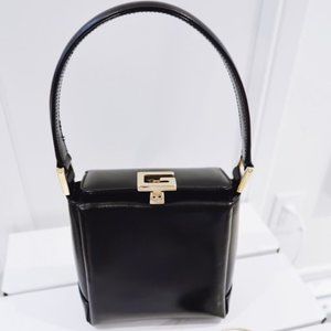 Gucci Vintage Black Leather G Marmont Box Bag
